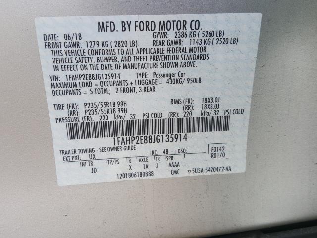 Photo 9 VIN: 1FAHP2E88JG135914 - FORD TAURUS 