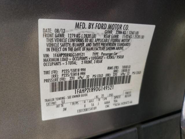 Photo 9 VIN: 1FAHP2E89DG149521 - FORD TAURUS SEL 