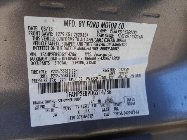 Photo 9 VIN: 1FAHP2E89DG214786 - FORD TAURUS SEL 