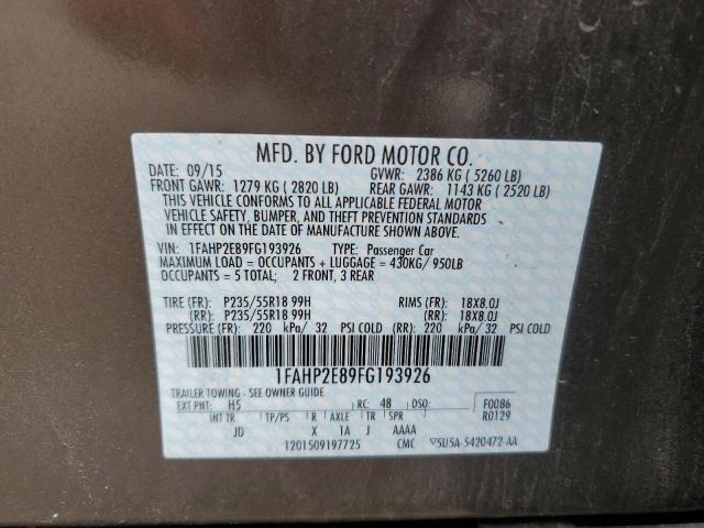 Photo 11 VIN: 1FAHP2E89FG193926 - FORD TAURUS SEL 
