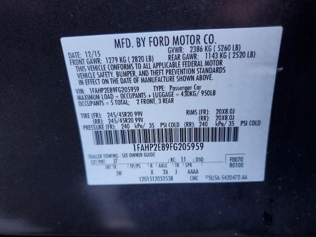 Photo 11 VIN: 1FAHP2E89FG205959 - FORD TAURUS SEL 