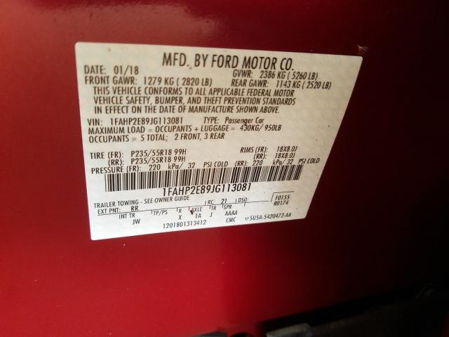 Photo 9 VIN: 1FAHP2E89JG113081 - FORD TAURUS SEL 