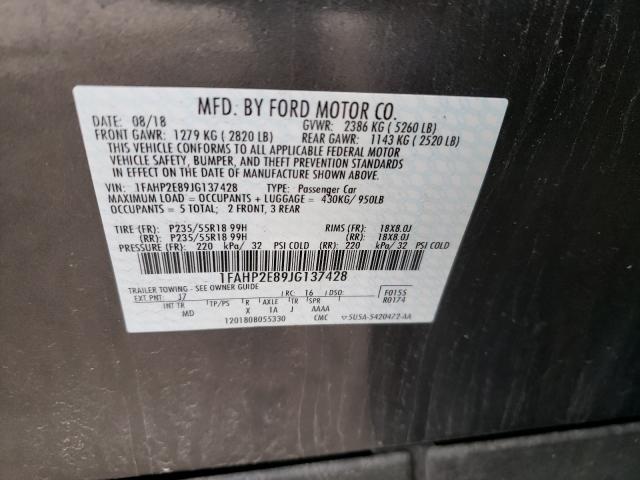 Photo 9 VIN: 1FAHP2E89JG137428 - FORD TAURUS SEL 