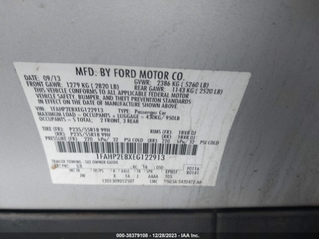 Photo 8 VIN: 1FAHP2E8XEG122913 - FORD TAURUS 