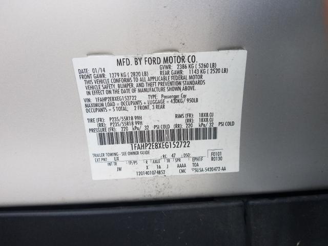 Photo 9 VIN: 1FAHP2E8XEG152722 - FORD TAURUS SEL 