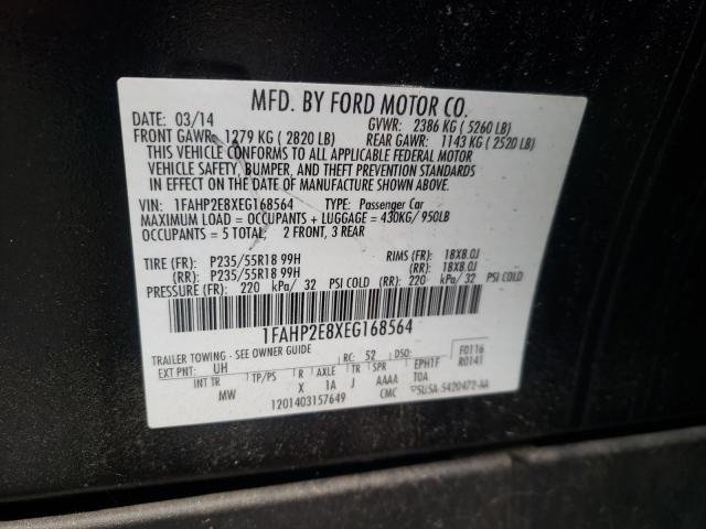 Photo 9 VIN: 1FAHP2E8XEG168564 - FORD TAURUS SEL 