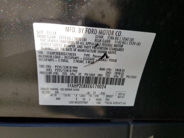 Photo 9 VIN: 1FAHP2E8XEG170024 - FORD TAURUS SEL 