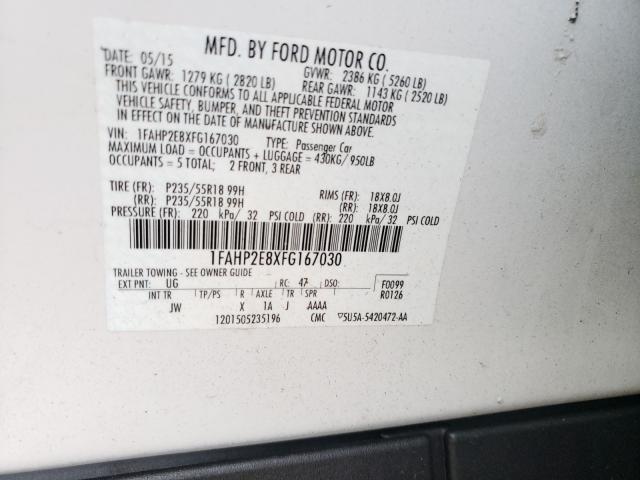 Photo 9 VIN: 1FAHP2E8XFG167030 - FORD TAURUS SEL 