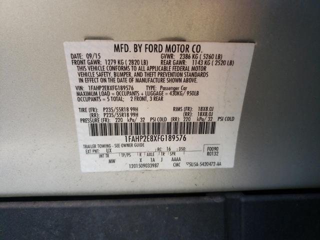 Photo 9 VIN: 1FAHP2E8XFG189576 - FORD TAURUS SEL 