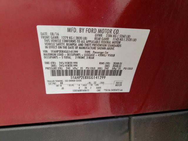 Photo 9 VIN: 1FAHP2E8XGG141299 - FORD TAURUS SEL 