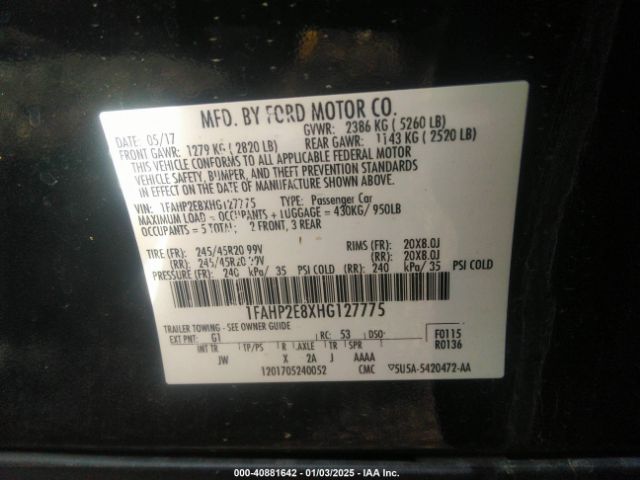 Photo 8 VIN: 1FAHP2E8XHG127775 - FORD TAURUS 