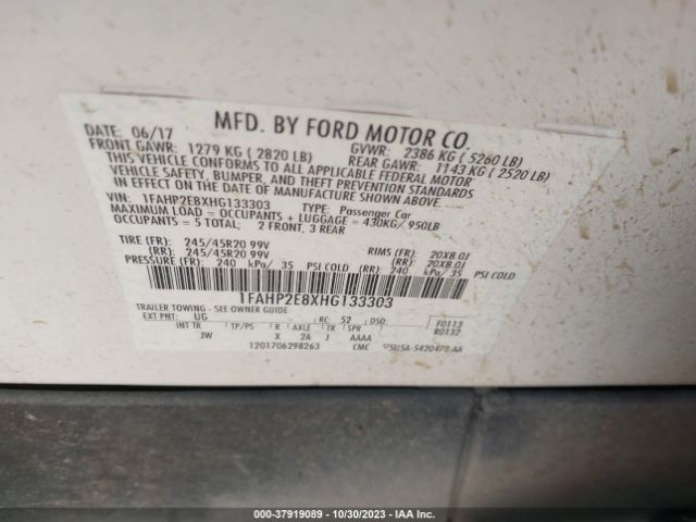 Photo 8 VIN: 1FAHP2E8XHG133303 - FORD TAURUS 