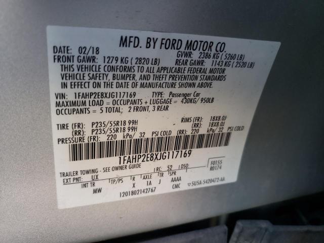 Photo 11 VIN: 1FAHP2E8XJG117169 - FORD TAURUS SEL 