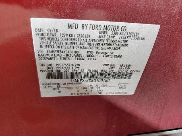 Photo 11 VIN: 1FAHP2E8XKG100180 - FORD TAURUS 