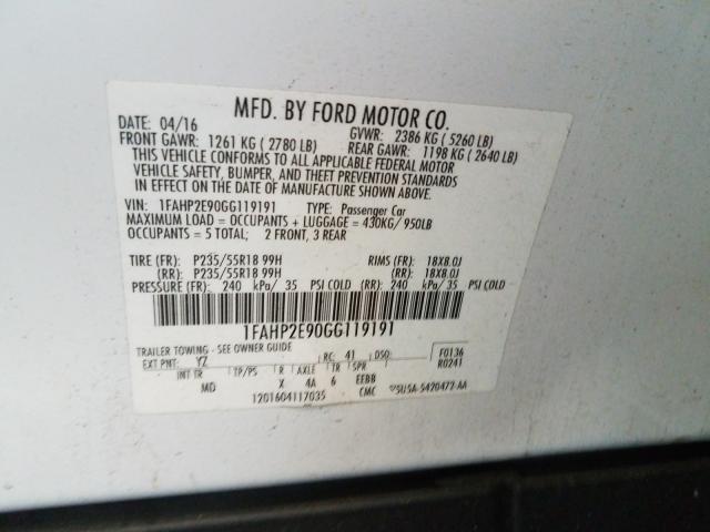 Photo 9 VIN: 1FAHP2E90GG119191 - FORD TAURUS SEL 