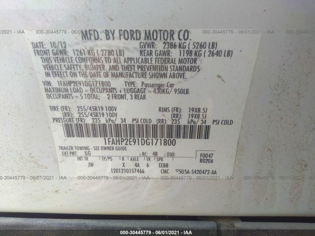 Photo 8 VIN: 1FAHP2E91DG171800 - FORD TAURUS 