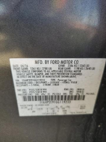 Photo 11 VIN: 1FAHP2E91GG119233 - FORD TAURUS SEL 