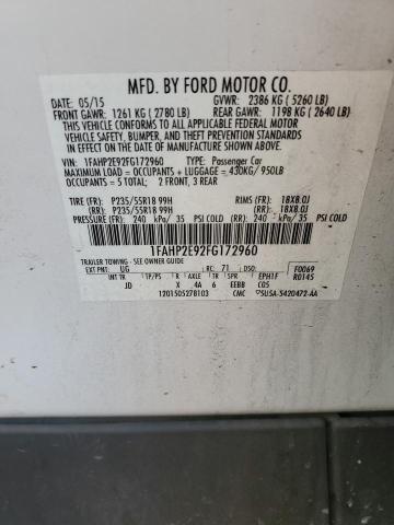 Photo 11 VIN: 1FAHP2E92FG172960 - FORD TAURUS SEL 