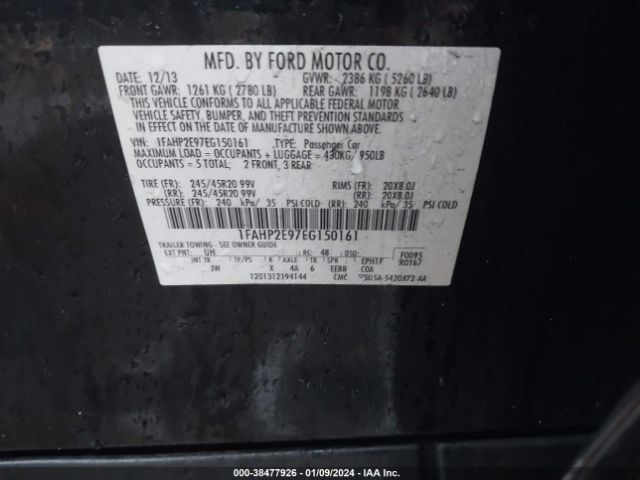 Photo 8 VIN: 1FAHP2E97EG150161 - FORD TAURUS 