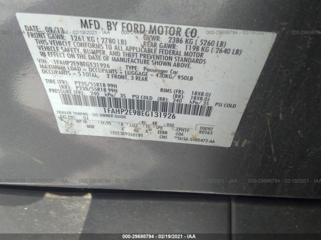 Photo 8 VIN: 1FAHP2E98EG131926 - FORD TAURUS 