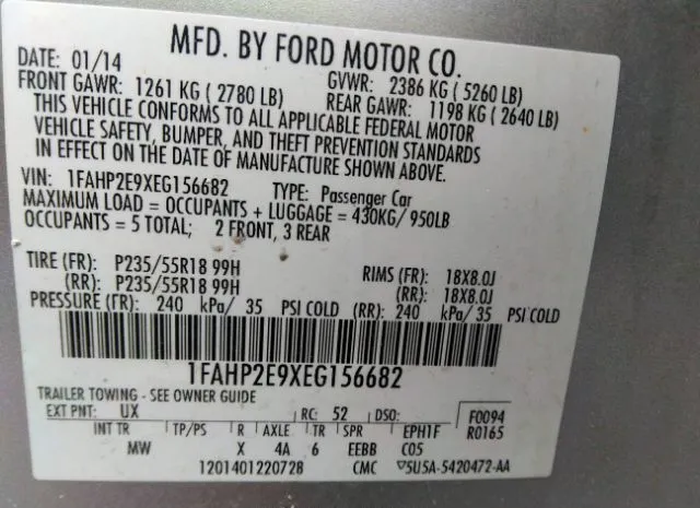 Photo 8 VIN: 1FAHP2E9XEG156682 - FORD TAURUS 