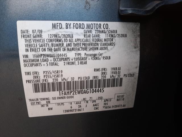 Photo 9 VIN: 1FAHP2EW0AG104445 - FORD TAURUS SEL 