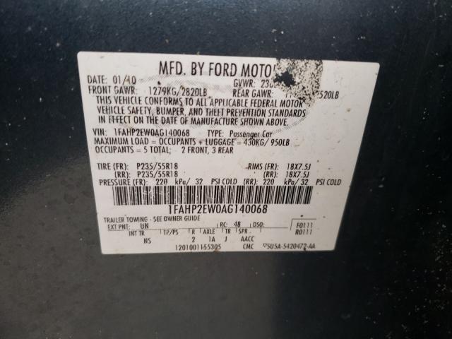 Photo 9 VIN: 1FAHP2EW0AG140068 - FORD TAURUS SEL 