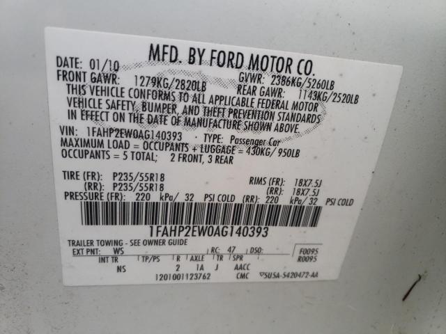 Photo 9 VIN: 1FAHP2EW0AG140393 - FORD TAURUS SEL 