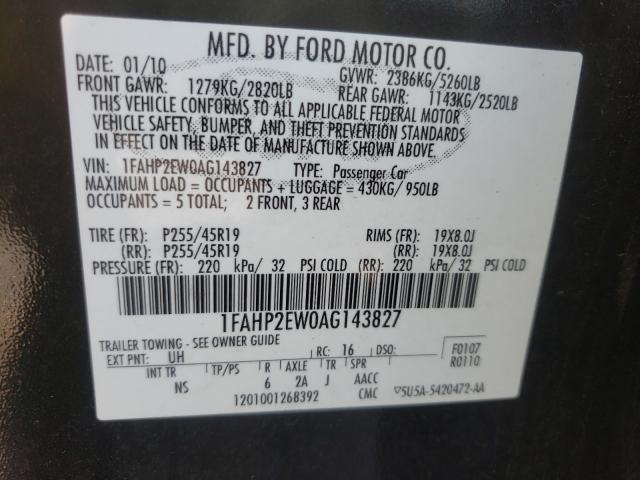 Photo 9 VIN: 1FAHP2EW0AG143827 - FORD TAURUS SEL 