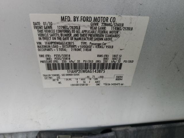 Photo 11 VIN: 1FAHP2EW0AG143875 - FORD TAURUS SEL 