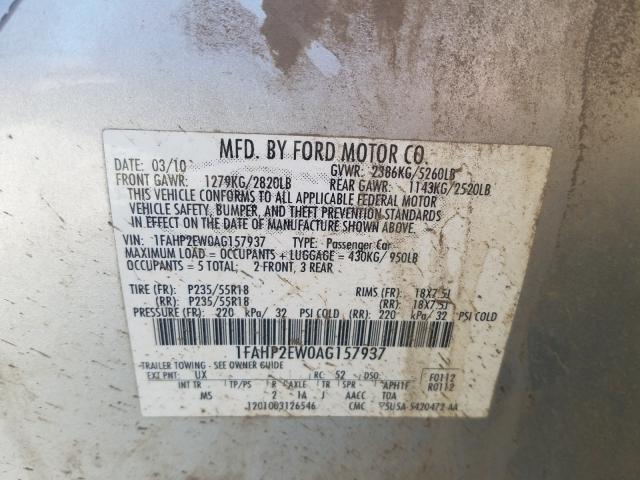 Photo 9 VIN: 1FAHP2EW0AG157937 - FORD TAURUS SEL 