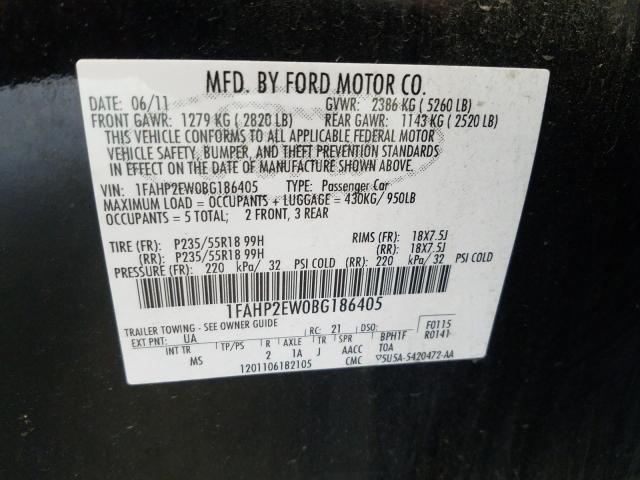 Photo 9 VIN: 1FAHP2EW0BG186405 - FORD TAURUS SEL 