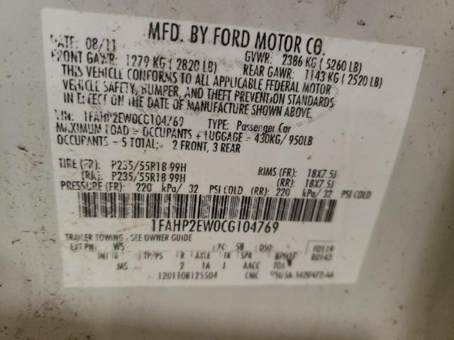 Photo 11 VIN: 1FAHP2EW0CG104769 - FORD TAURUS SEL 