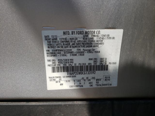 Photo 9 VIN: 1FAHP2EW0CG133592 - FORD TAURUS SEL 