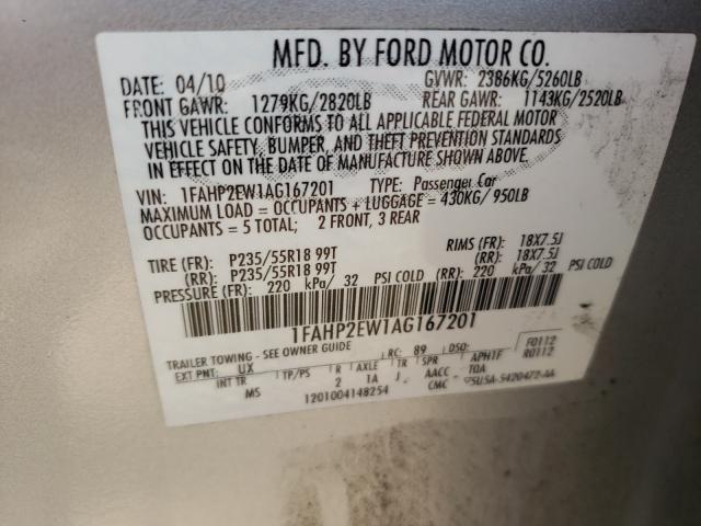 Photo 9 VIN: 1FAHP2EW1AG167201 - FORD TAURUS SEL 