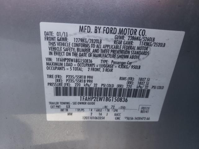 Photo 9 VIN: 1FAHP2EW1BG150836 - FORD TAURUS SEL 