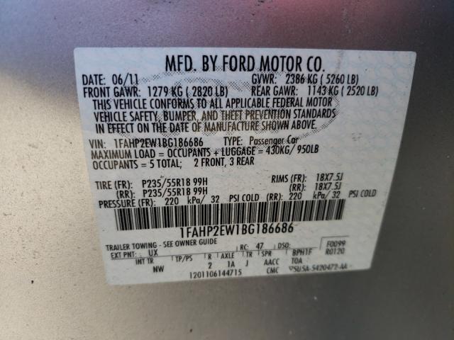 Photo 9 VIN: 1FAHP2EW1BG186686 - FORD TAURUS SEL 