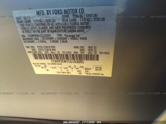 Photo 8 VIN: 1FAHP2EW1CG103095 - FORD TAURUS 