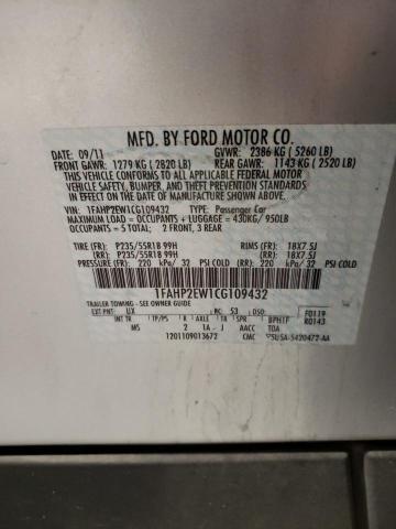 Photo 9 VIN: 1FAHP2EW1CG109432 - FORD TAURUS SEL 