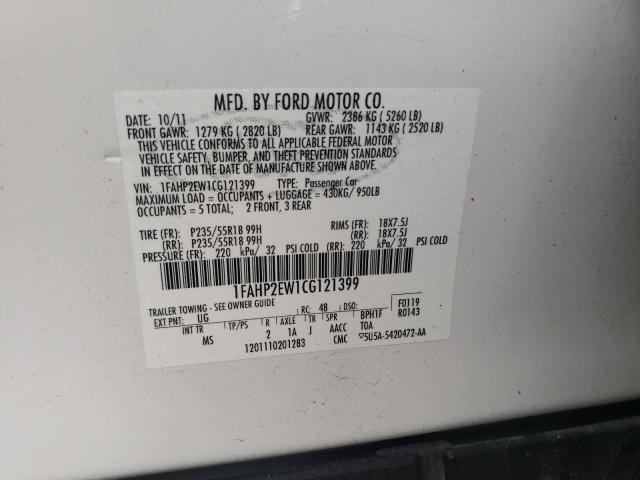 Photo 9 VIN: 1FAHP2EW1CG121399 - FORD TAURUS SEL 