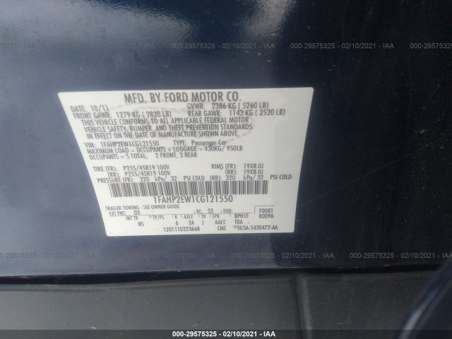 Photo 8 VIN: 1FAHP2EW1CG121550 - FORD TAURUS 