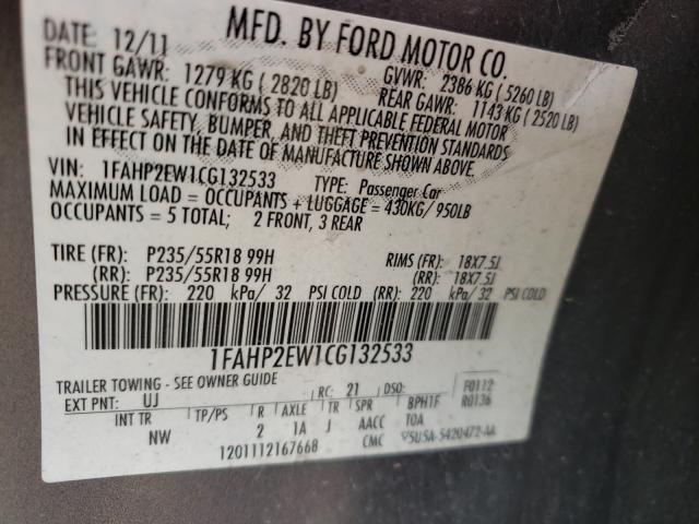 Photo 9 VIN: 1FAHP2EW1CG132533 - FORD TAURUS SEL 