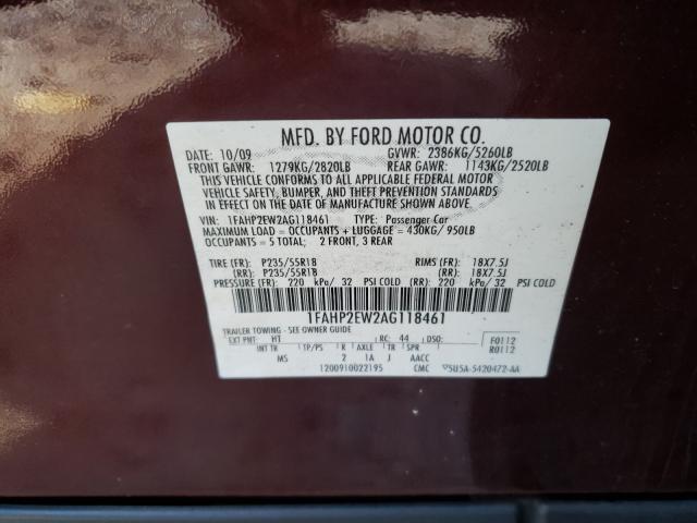 Photo 9 VIN: 1FAHP2EW2AG118461 - FORD TAURUS 