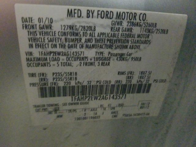 Photo 9 VIN: 1FAHP2EW2AG143571 - FORD TAURUS SEL 