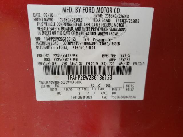 Photo 9 VIN: 1FAHP2EW2BG136153 - FORD TAURUS SEL 