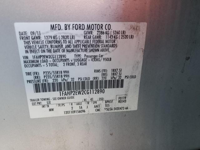 Photo 11 VIN: 1FAHP2EW2CG112890 - FORD TAURUS SEL 