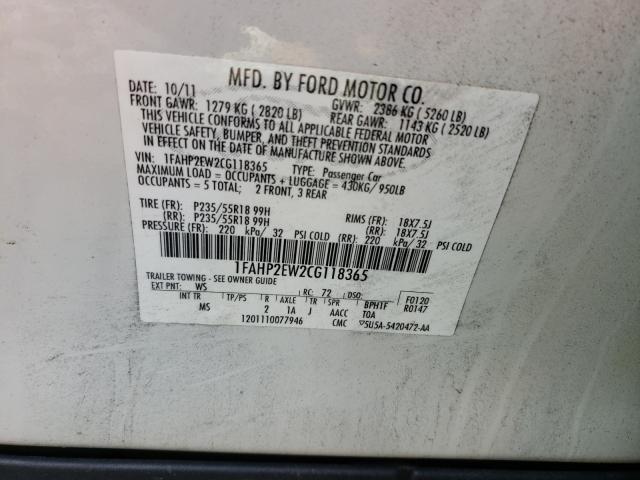 Photo 9 VIN: 1FAHP2EW2CG118365 - FORD TAURUS SEL 