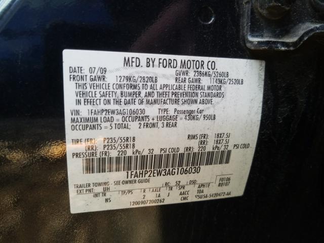 Photo 9 VIN: 1FAHP2EW3AG106030 - FORD TAURUS SEL 