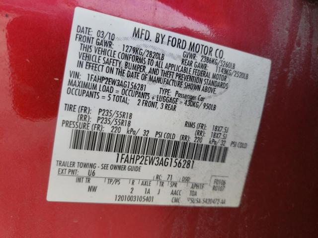 Photo 9 VIN: 1FAHP2EW3AG156281 - FORD TAURUS SEL 