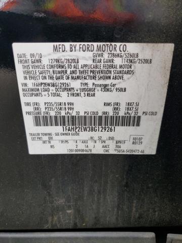 Photo 11 VIN: 1FAHP2EW3BG129261 - FORD TAURUS SEL 